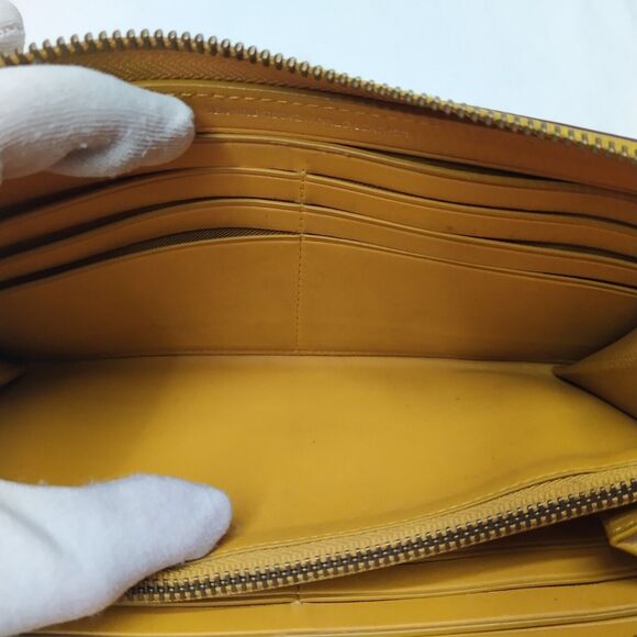 Coach Yellow Leather Zip Around Credit Card Wallet - Picture 16 of 16